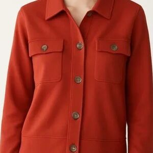 J.Jill Women's Orange Button-Up  Shirt Jacket 2XL